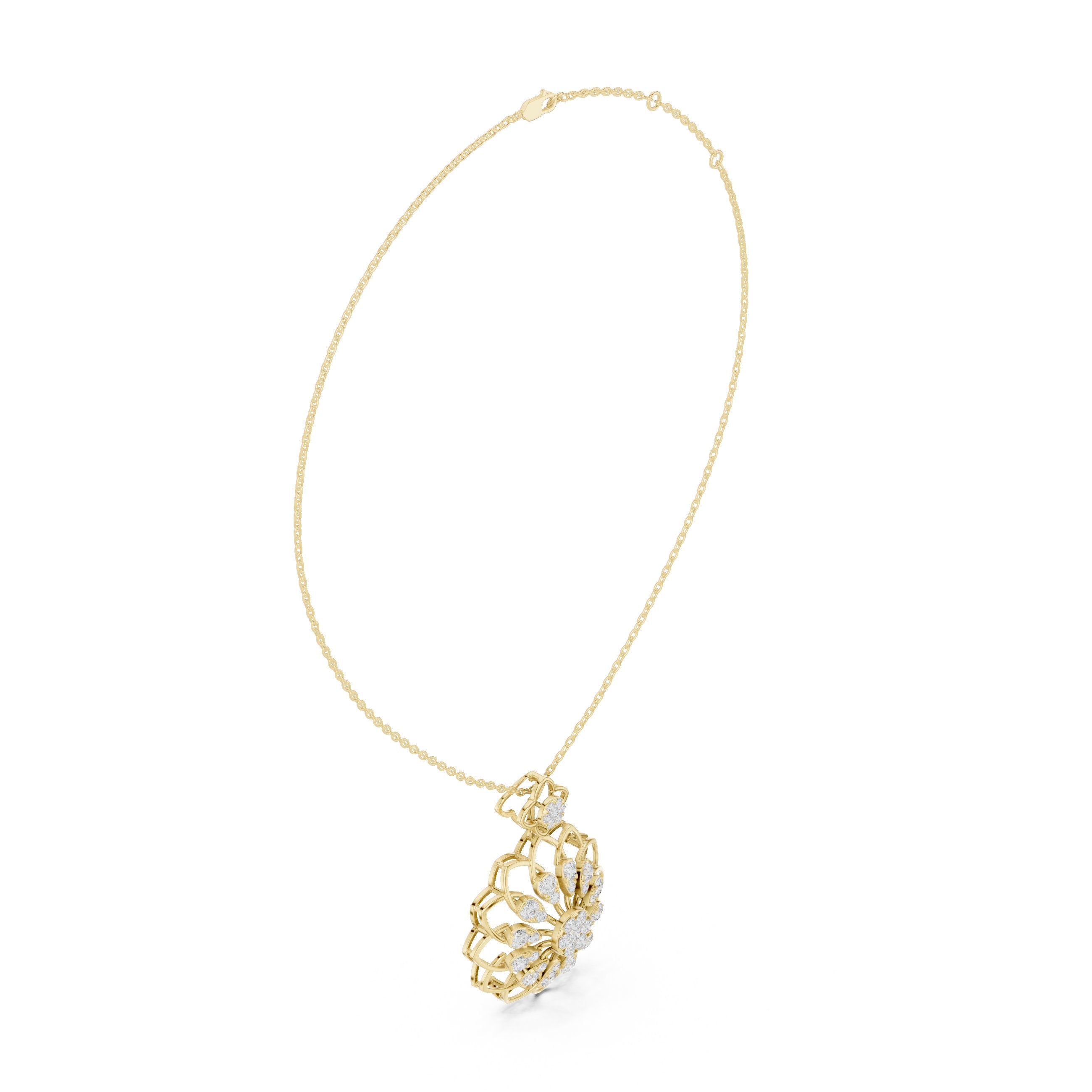 Dahlia Halo Diamond Pendant in Yellow Gold - VYKA Diamonds
