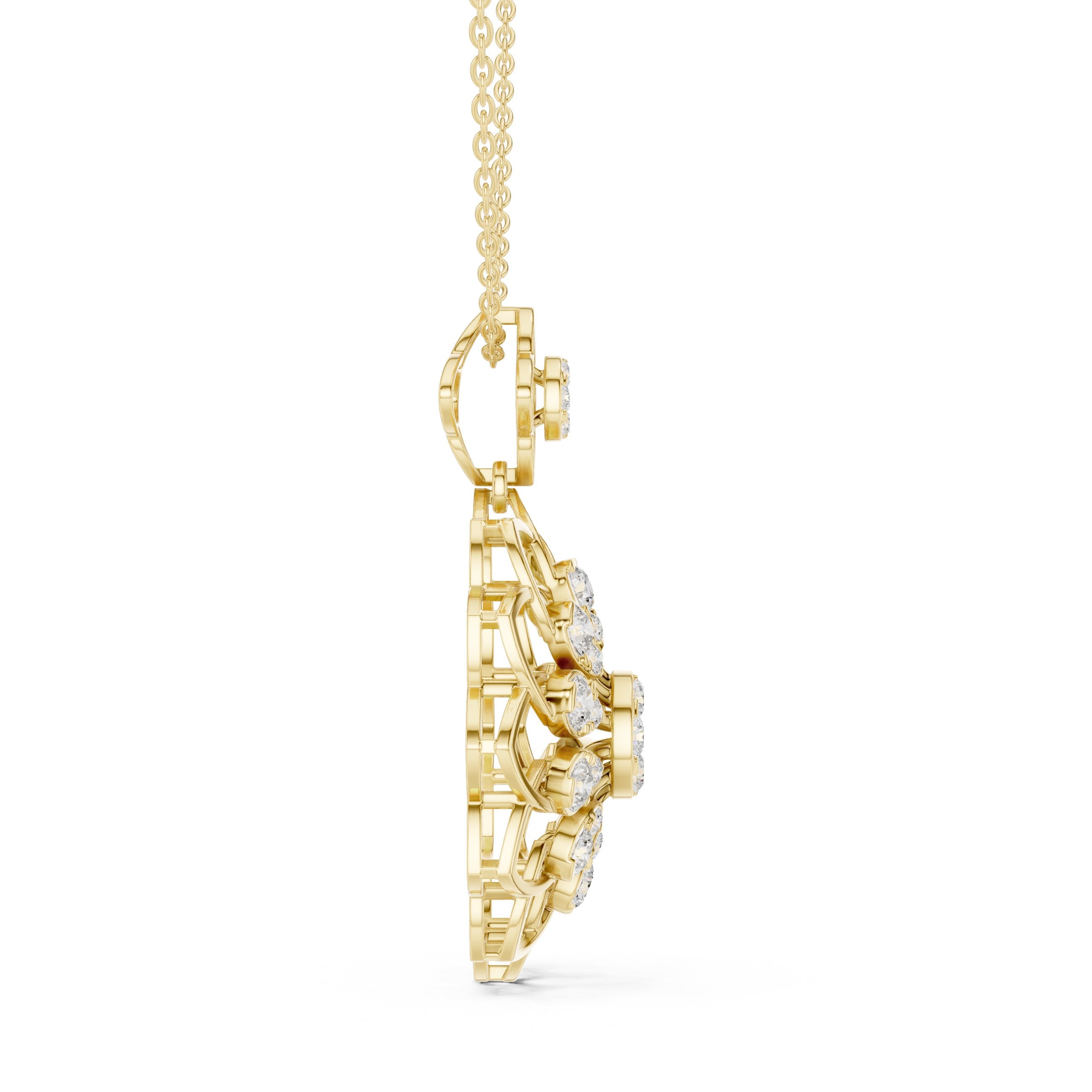 Dahlia Halo Diamond Pendant in Yellow Gold - VYKA Diamonds