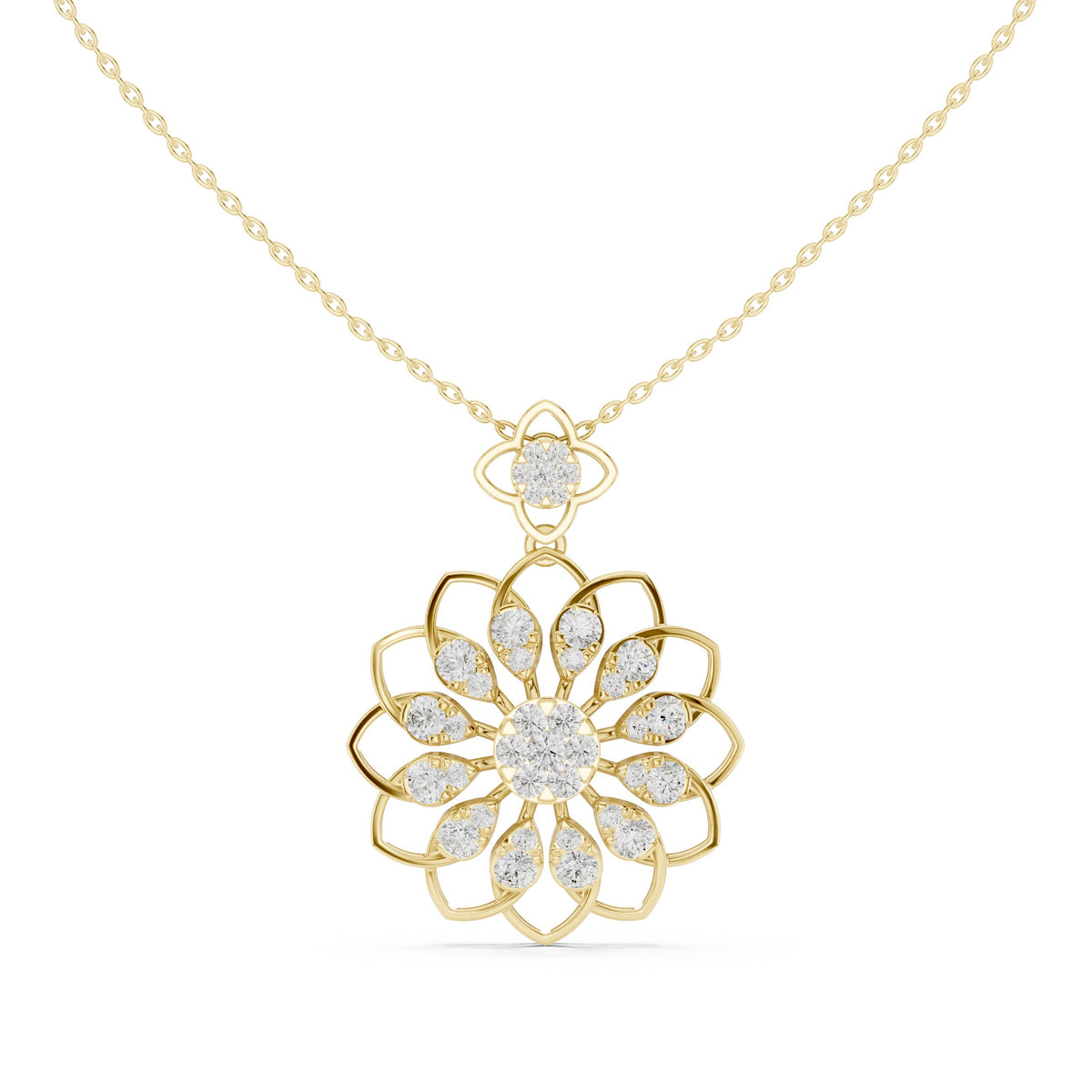 Dahlia Halo Diamond Pendant