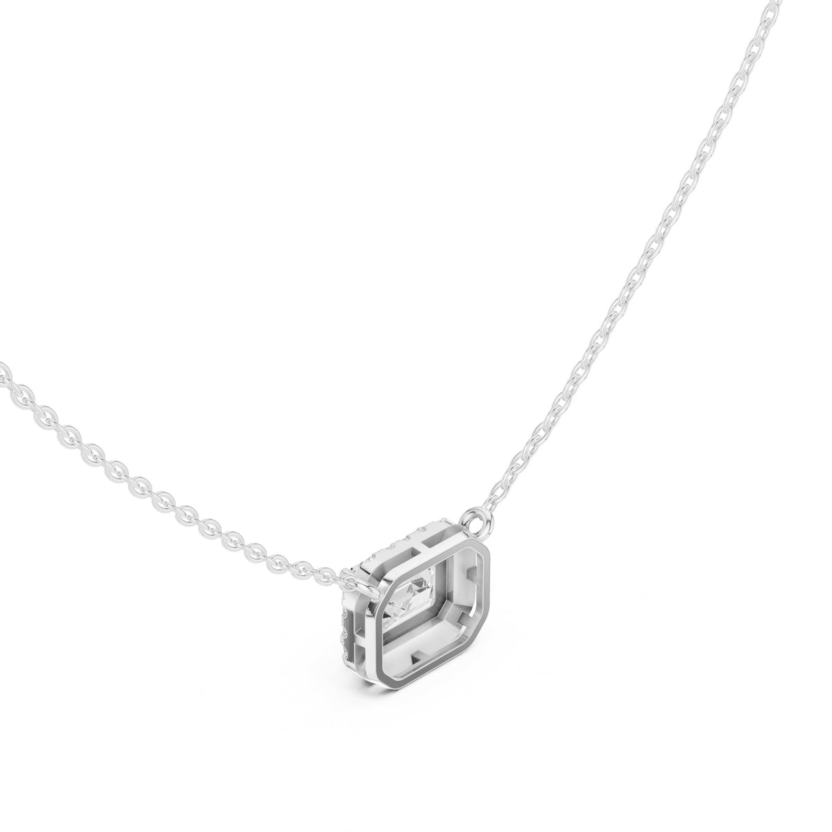 عقد بألماسة إمرلد أفقية بهالة in White Gold - VYKA Diamonds