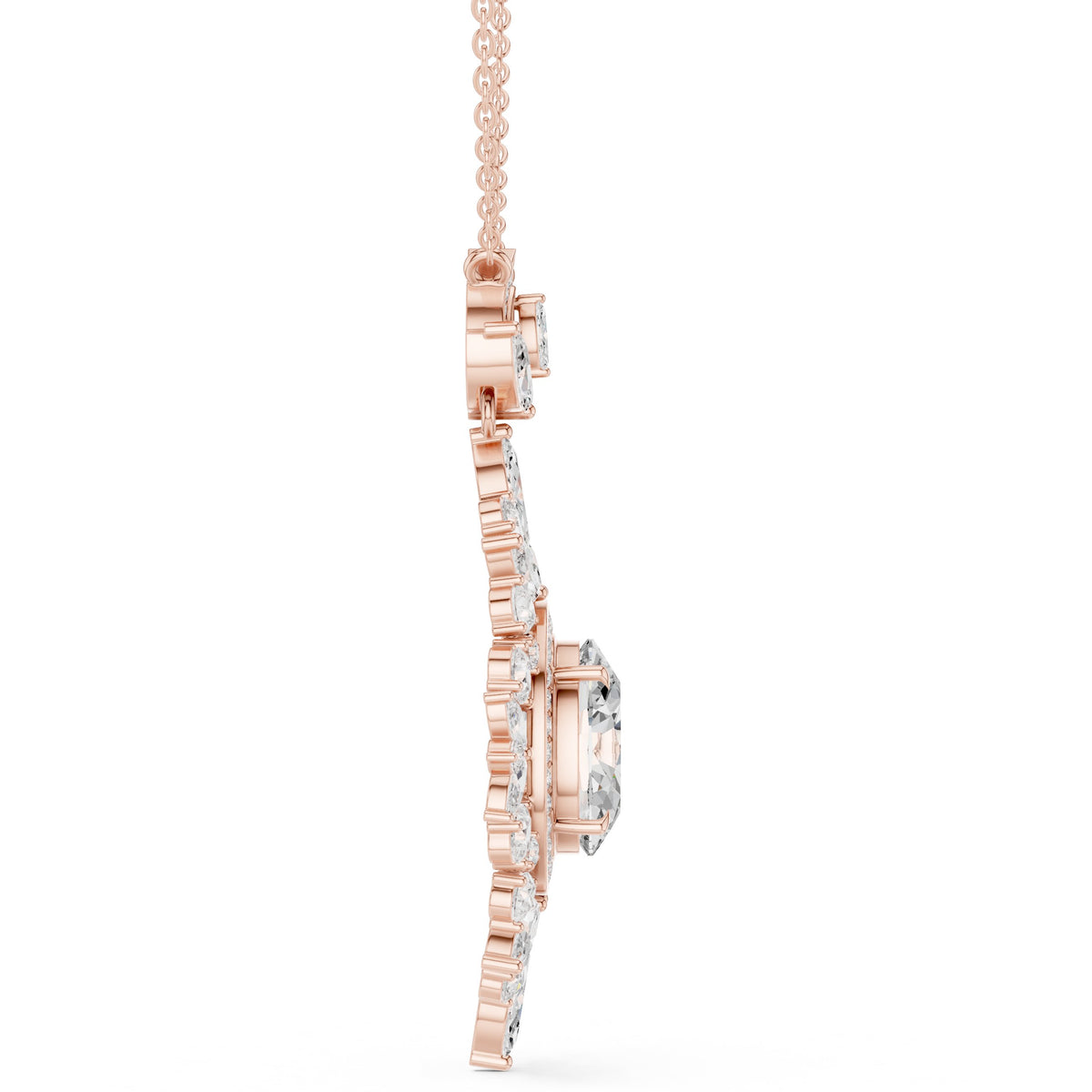 دلّاية كبيرة بألماسة بيضاوية وهالة ماركيز in Rose Gold - VYKA Diamonds
