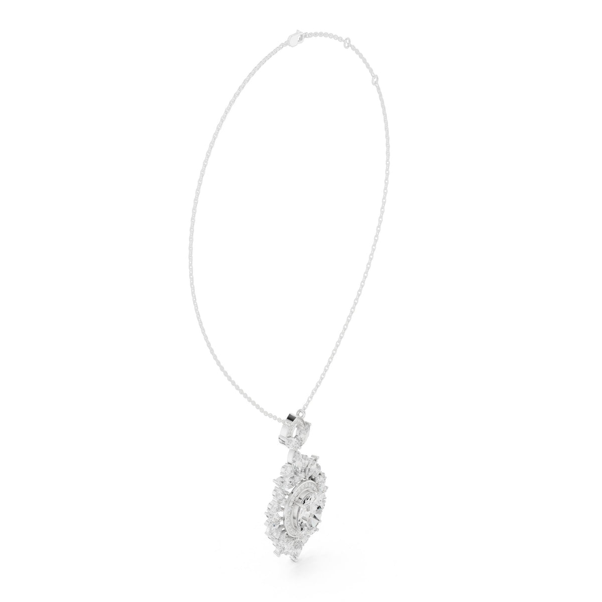 Grand Oval Marquise Halo Diamond Pendant