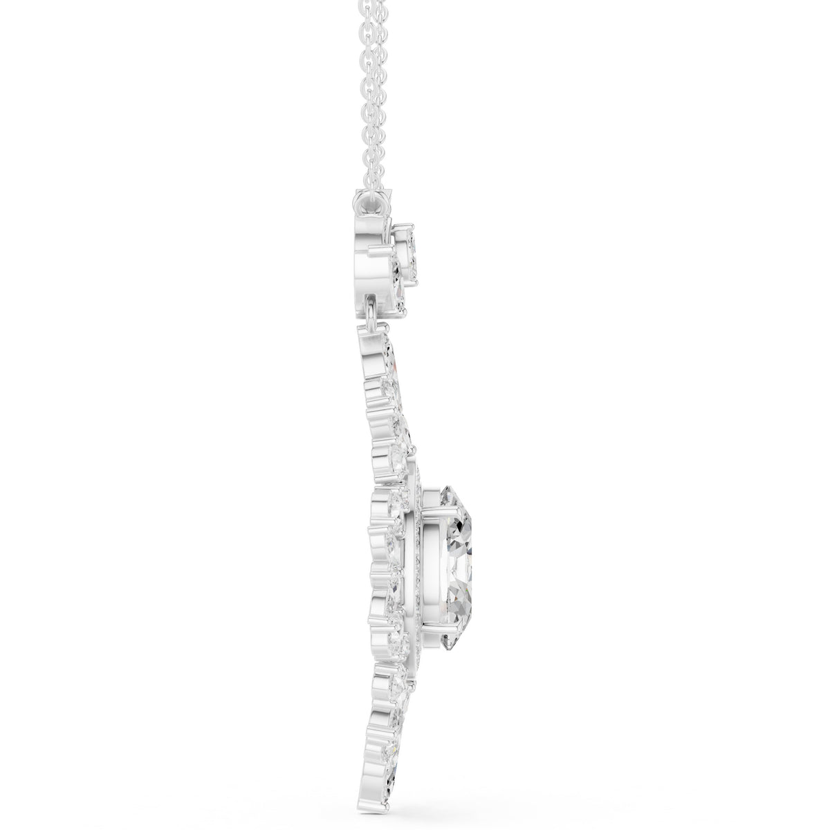 دلّاية كبيرة بألماسة بيضاوية وهالة ماركيز in White Gold - VYKA Diamonds