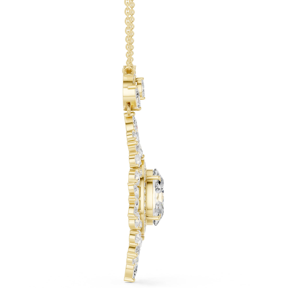 Grand Oval Marquise Halo Diamond Pendant