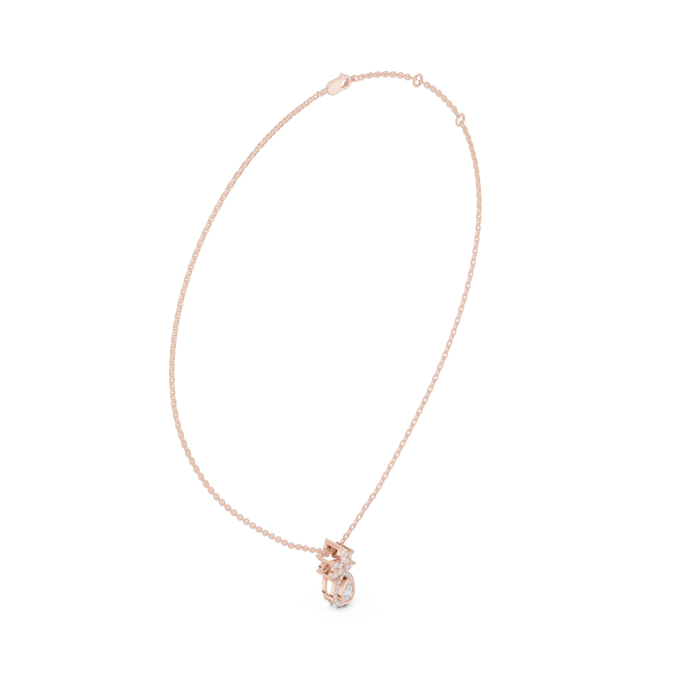 Pear and Crown Diamond Pendant in Rose Gold - VYKA Diamonds