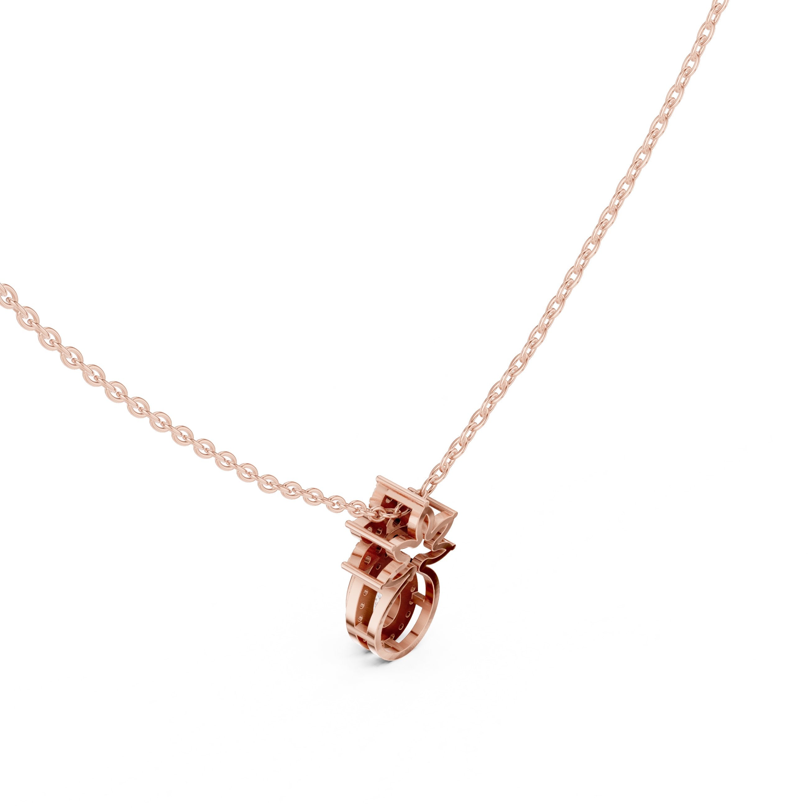 Pear and Crown Diamond Pendant in Rose Gold - VYKA Diamonds