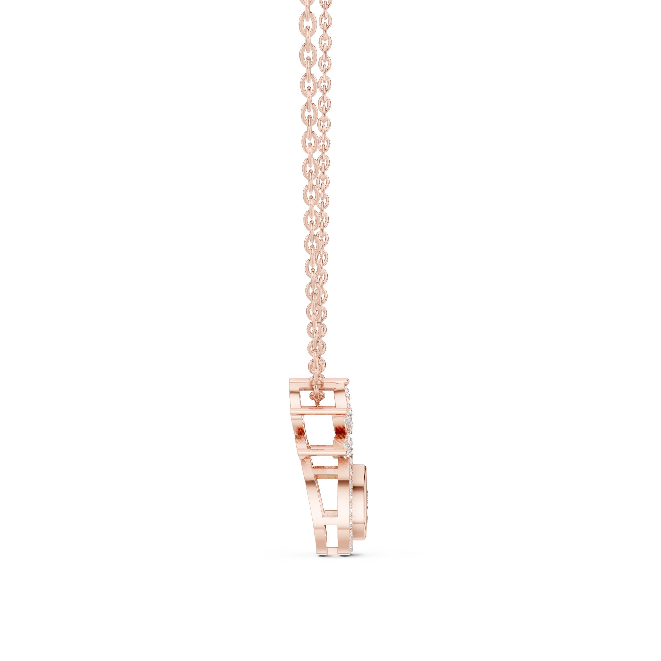 Pear and Crown Diamond Pendant in Rose Gold - VYKA Diamonds