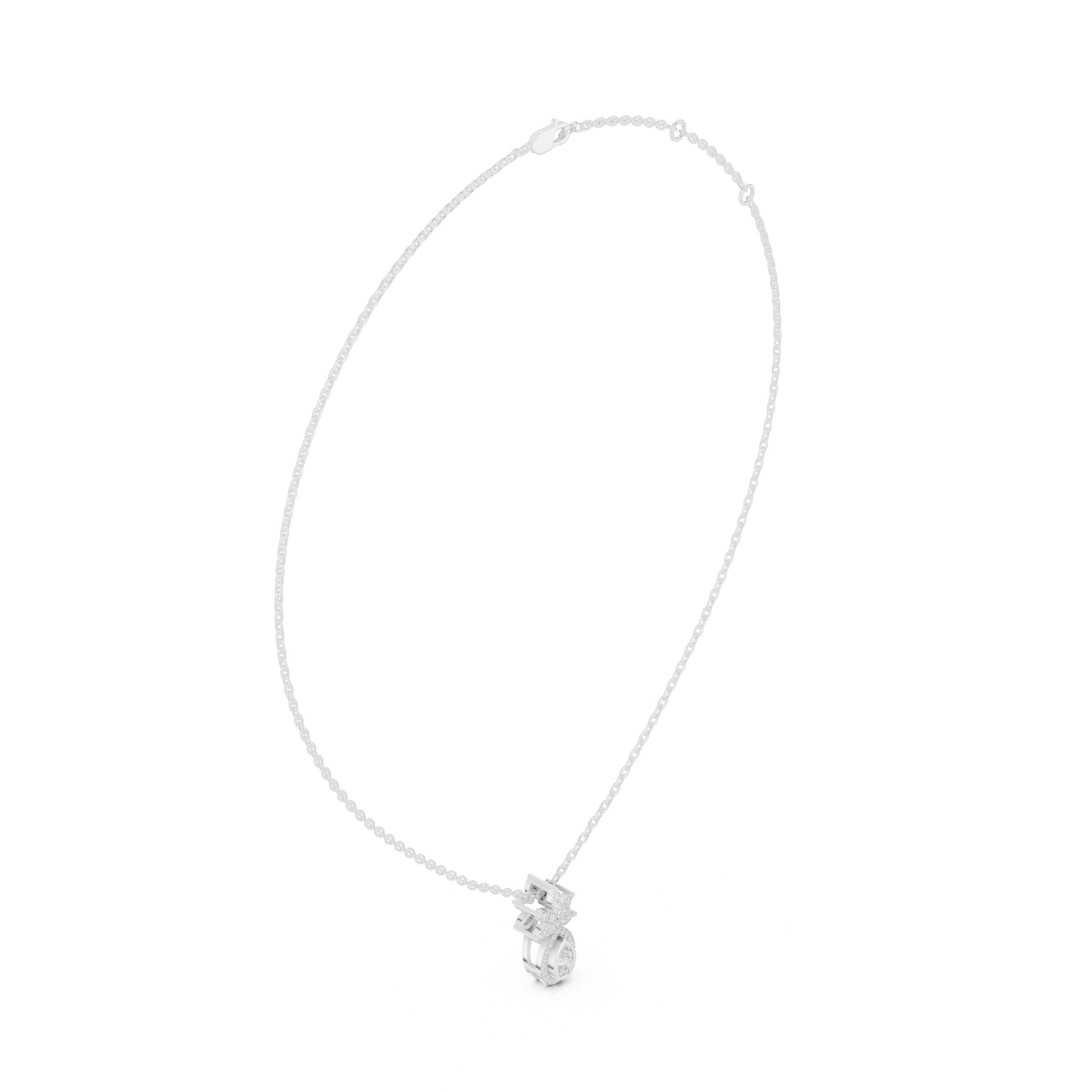 Pear and Crown Diamond Pendant in White Gold - VYKA Diamonds