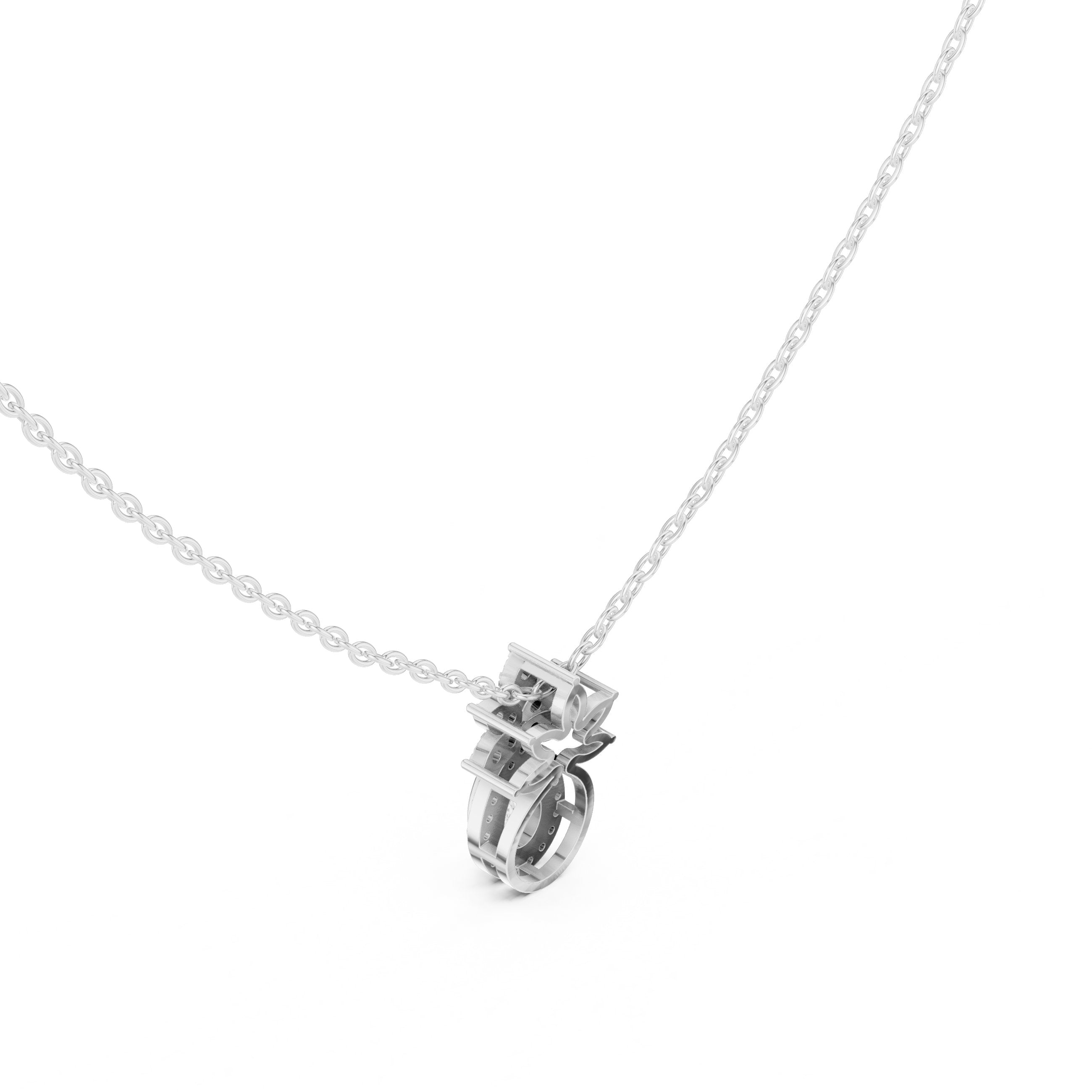 Pear and Crown Diamond Pendant in White Gold - VYKA Diamonds