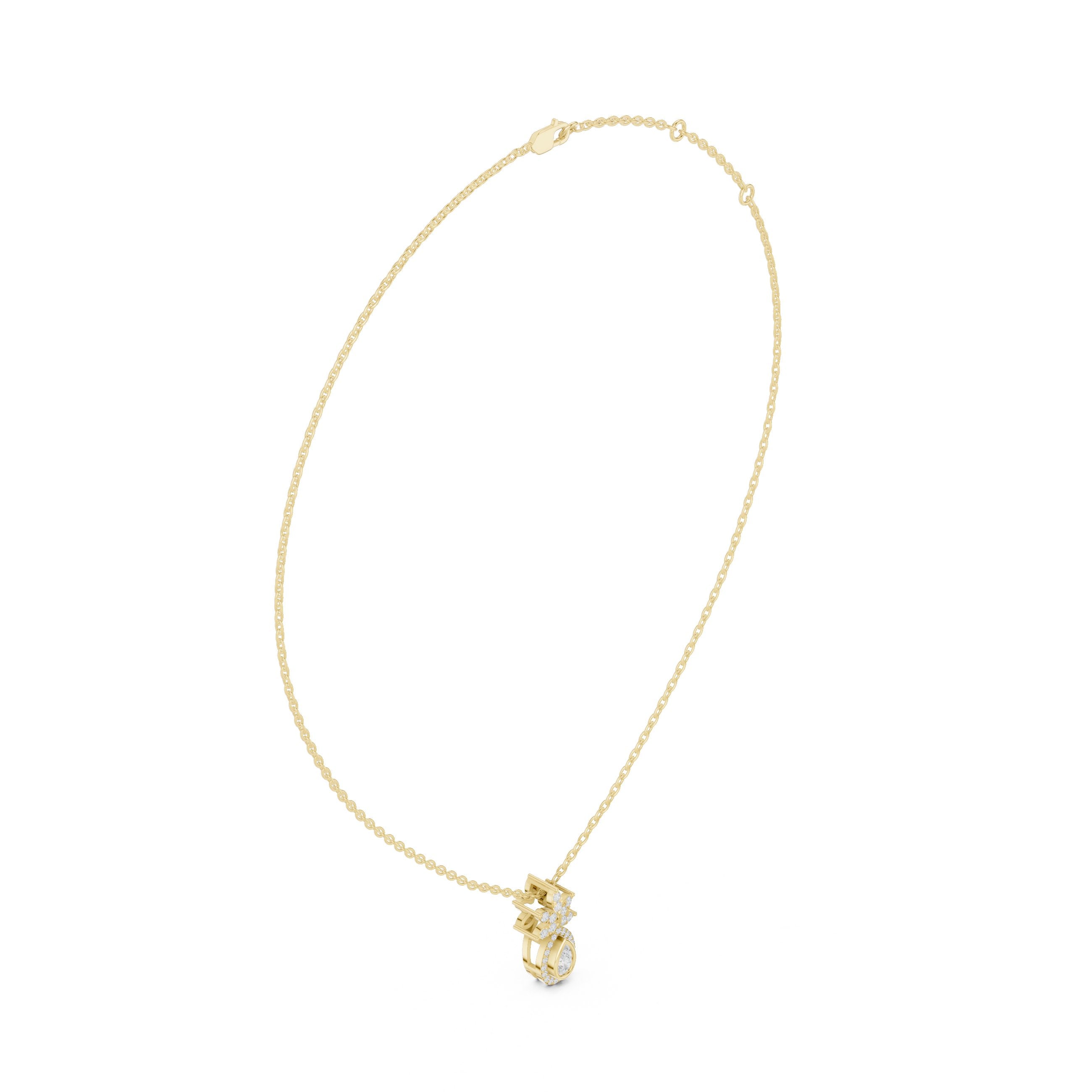 Pear and Crown Diamond Pendant in Yellow Gold - VYKA Diamonds