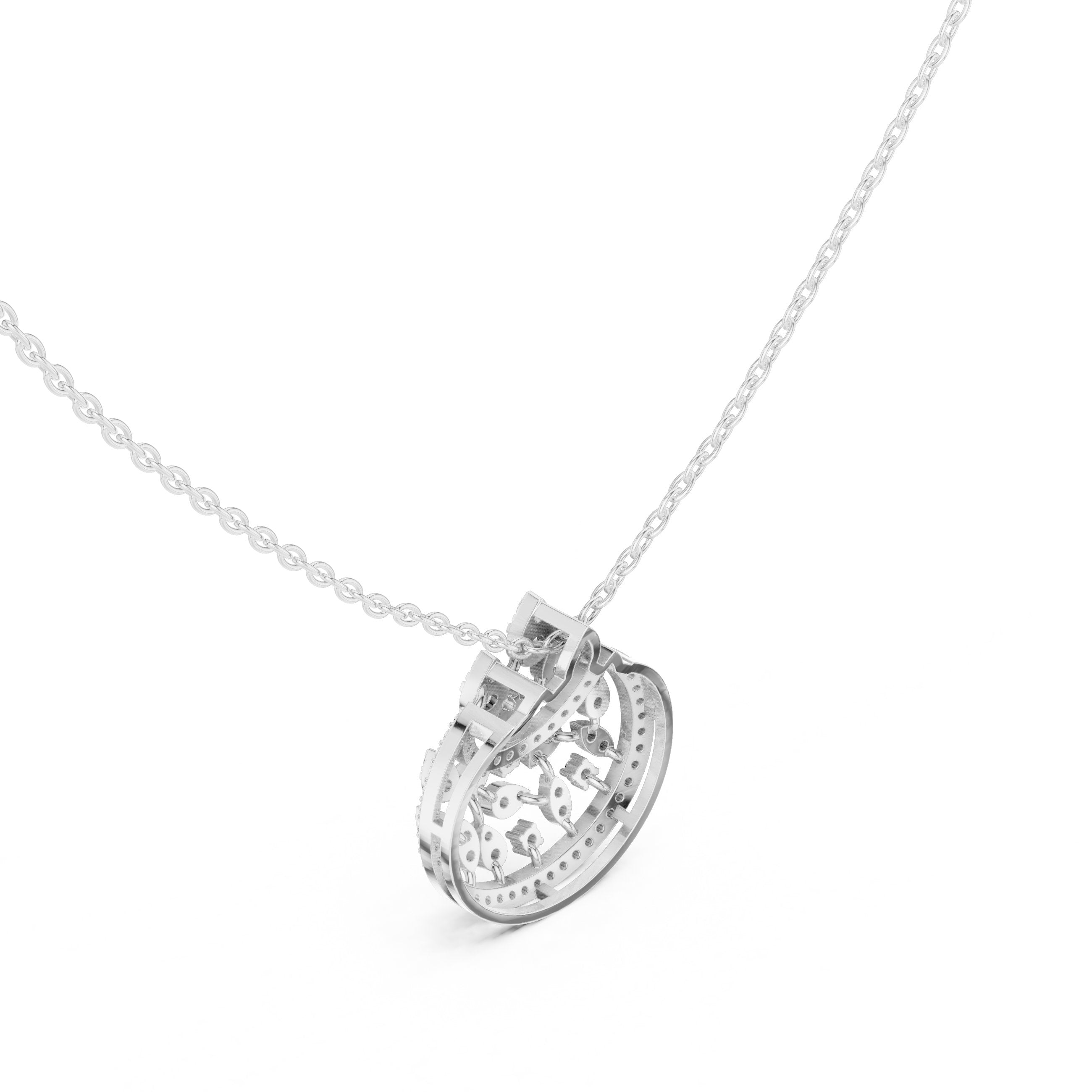 Crescent Crown Scatter Diamond Pendant in White Gold - VYKA Diamonds