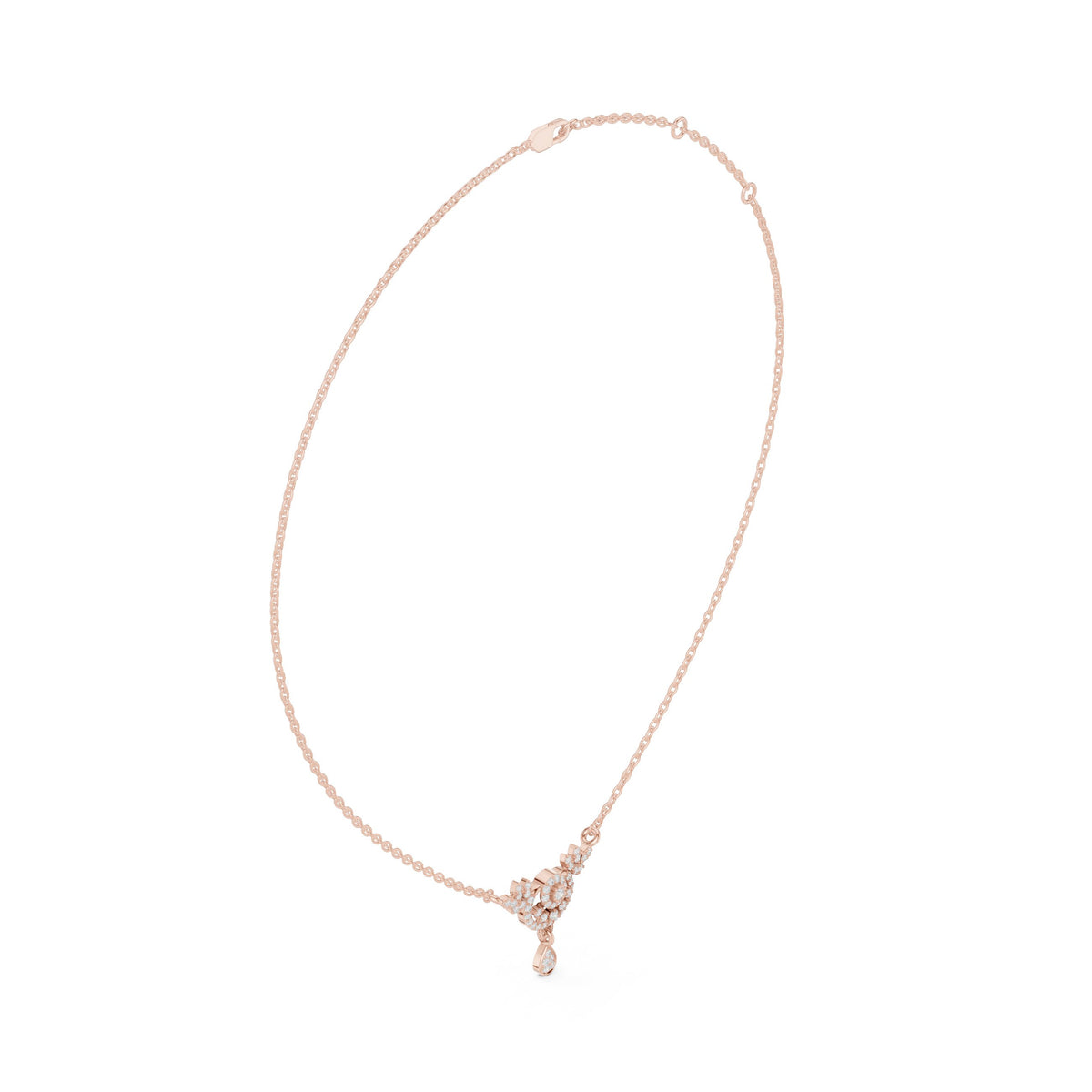 Vintage Sunburst Pear Drop Diamond Necklace
