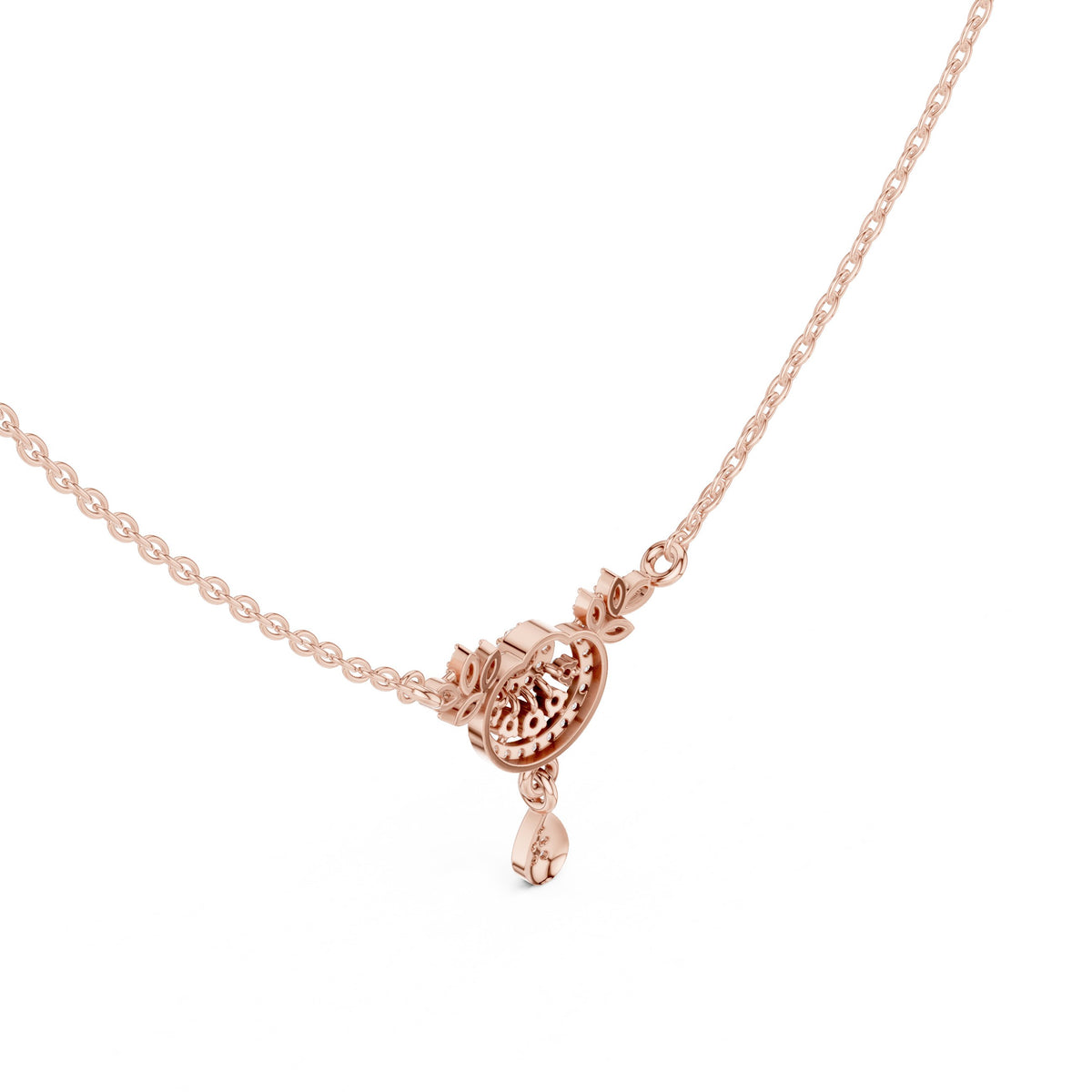 Vintage Sunburst Pear Drop Diamond Necklace