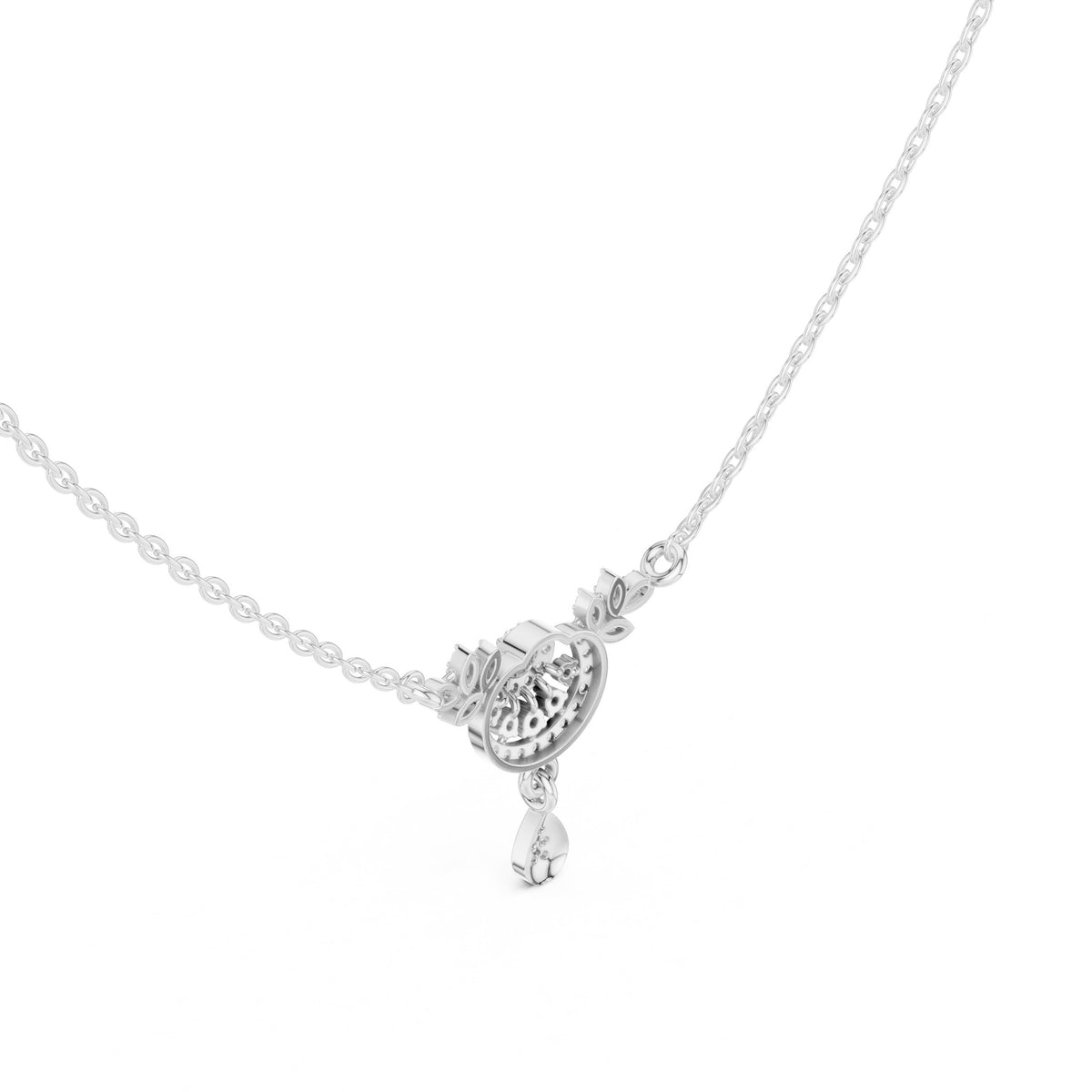 Vintage Sunburst Pear Drop Diamond Necklace