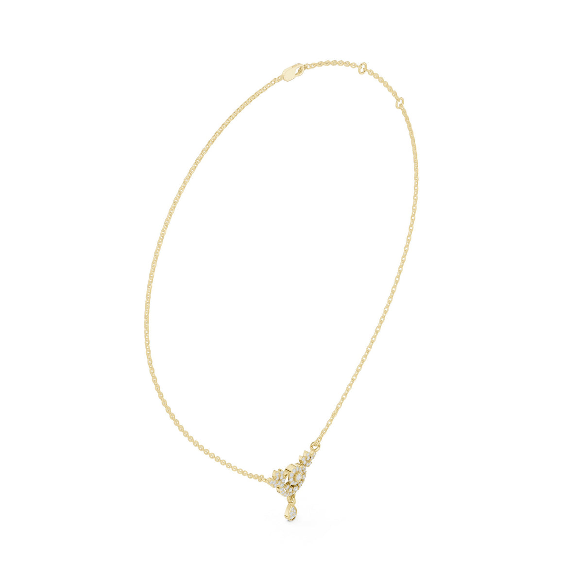 Vintage Sunburst Pear Drop Diamond Necklace