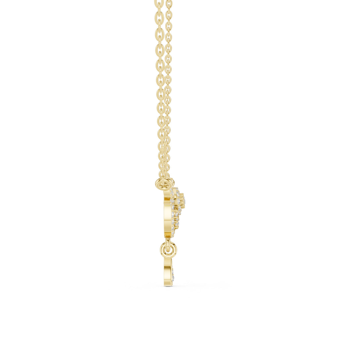 Vintage Sunburst Pear Drop Diamond Necklace