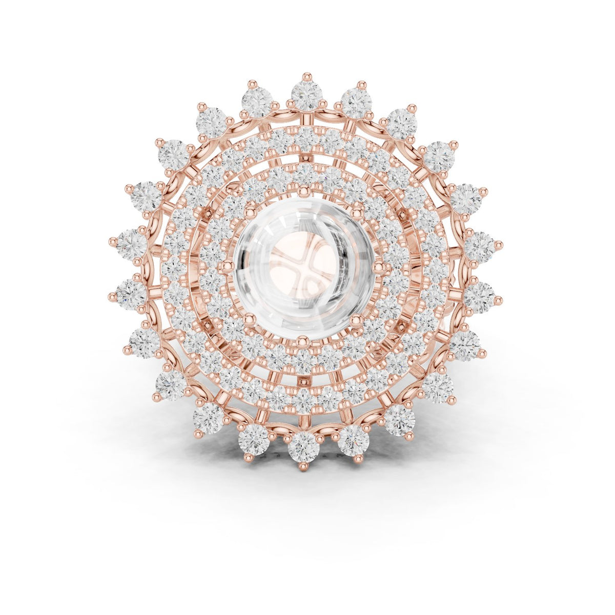 Diamond Sunburst Crown Cluster Cocktail Engagement Ring