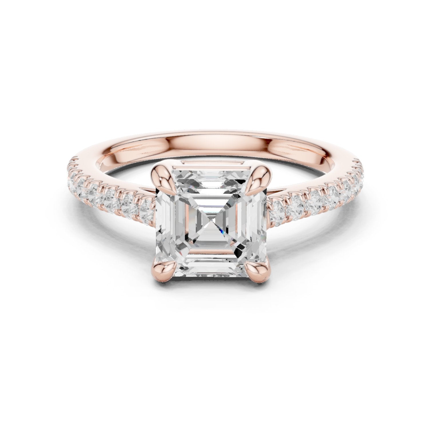 Asscher Cut Engagement Ring with Pavé Band