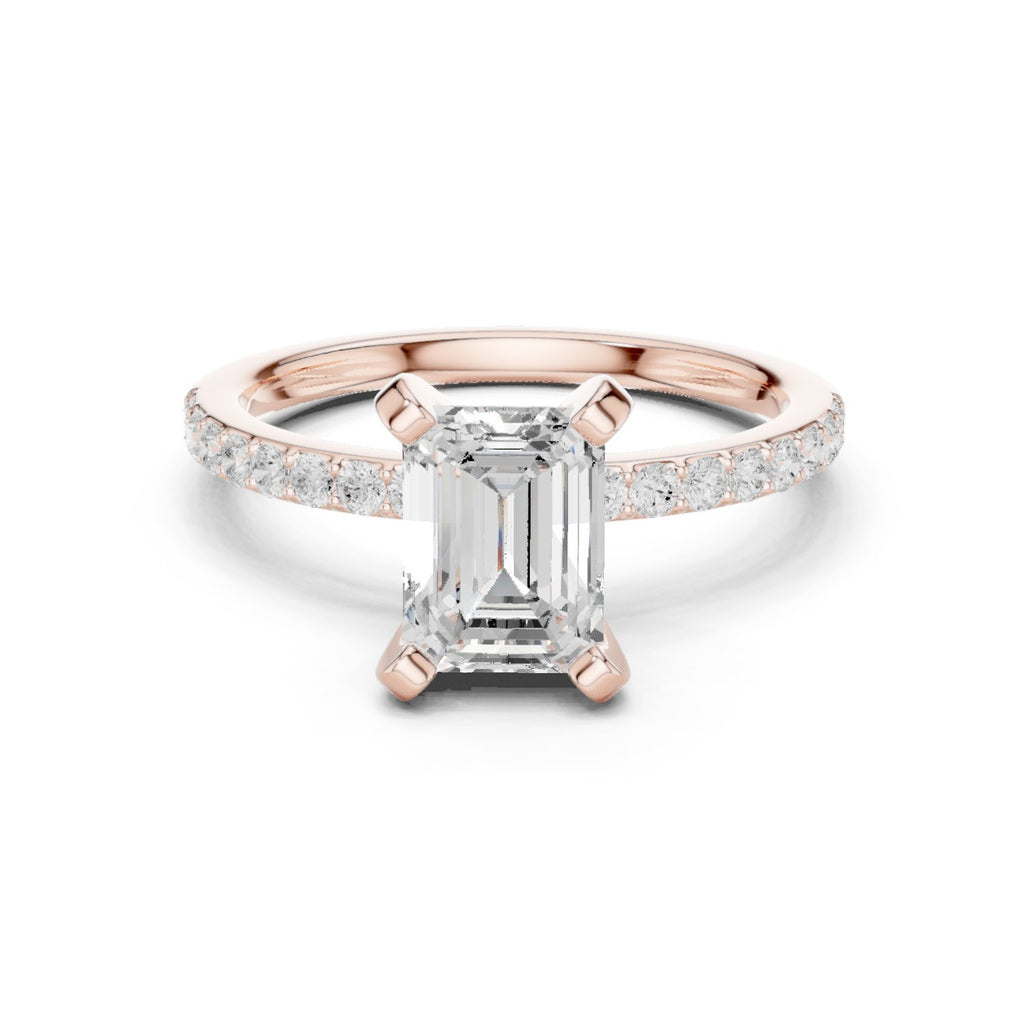 Emerald Cut Engagement Ring with Pavé Band