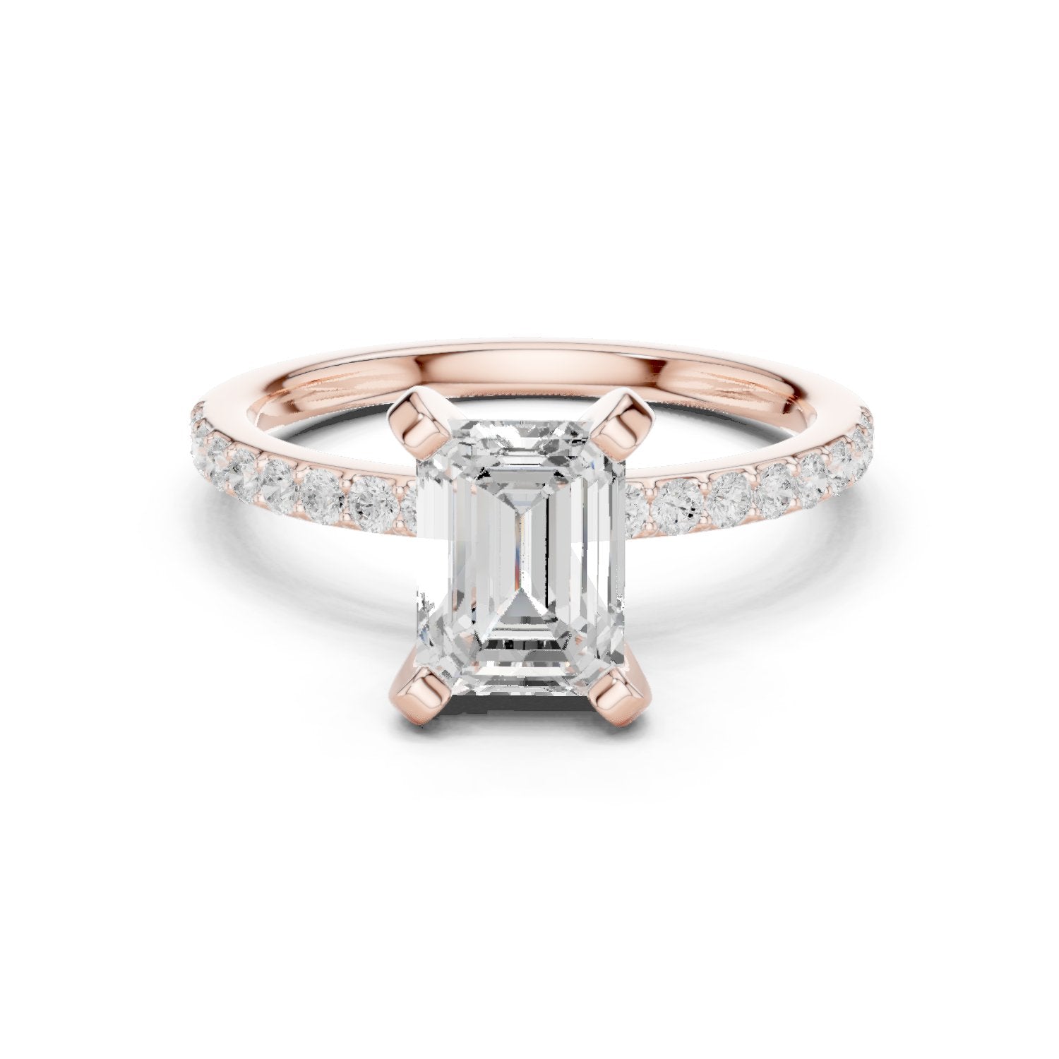 Emerald Cut Engagement Ring with Pavé Band