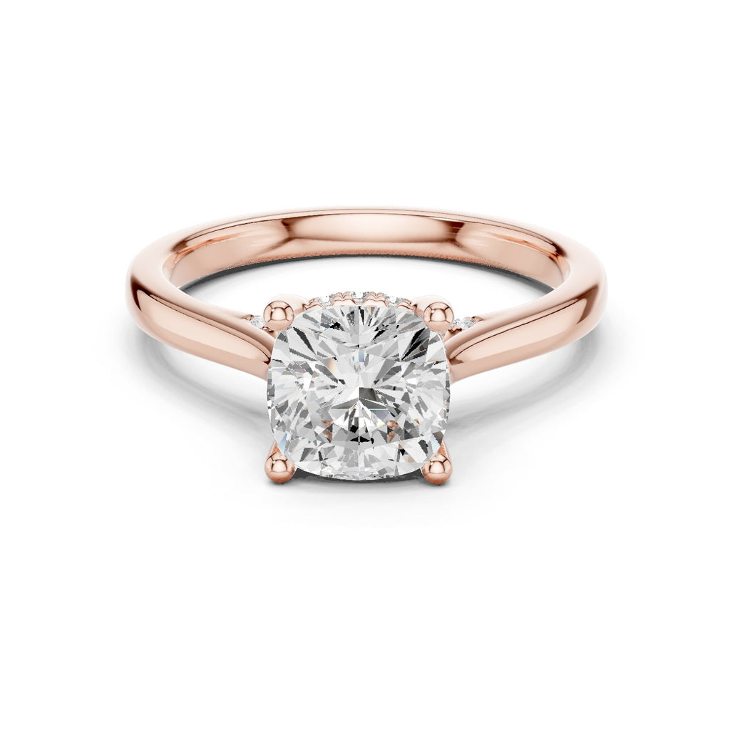 Cushion Cut Solitaire Engagement Ring with Cathedral Band
