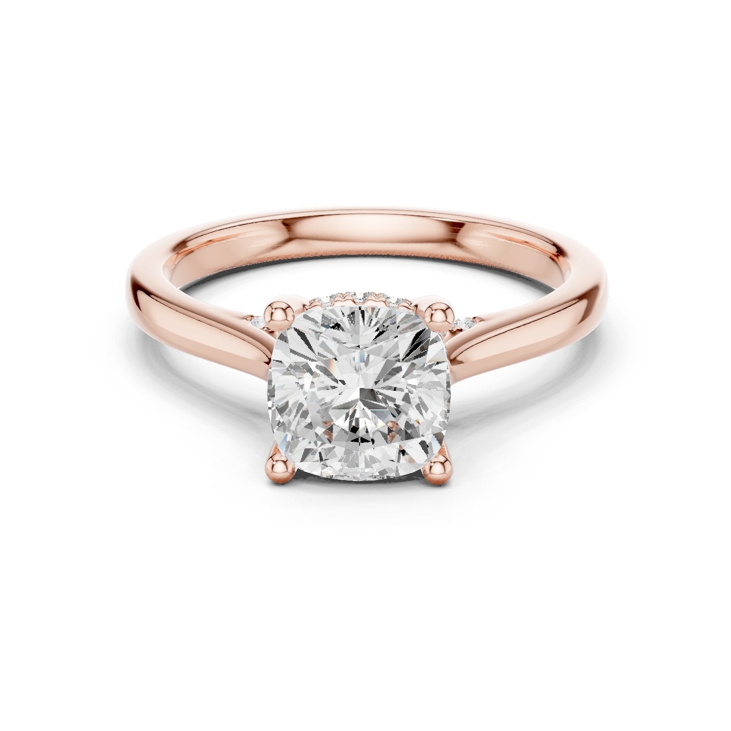 Cushion Cut Solitaire Engagement Ring with Cathedral Band