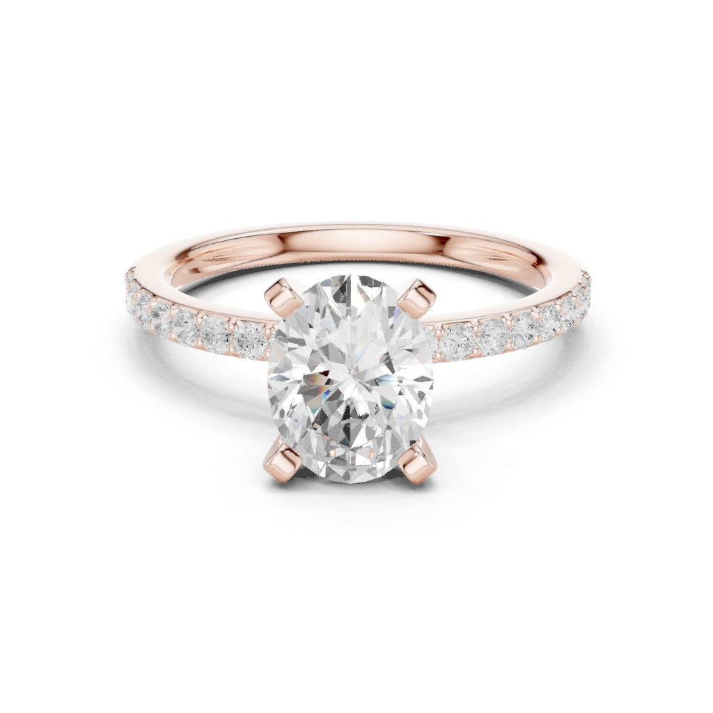 Oval Diamond Engagement Ring with Pavé Band