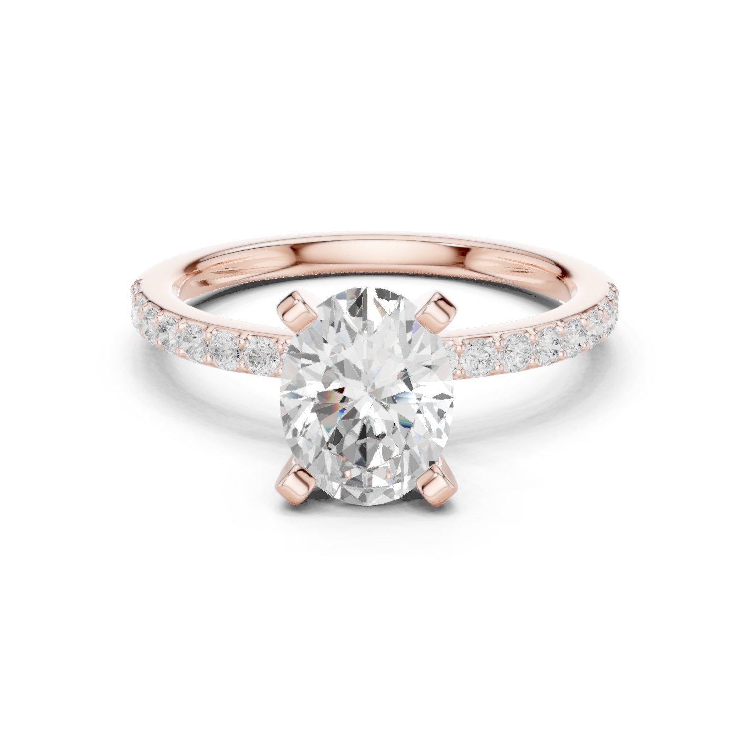Oval Diamond Engagement Ring with Pavé Band