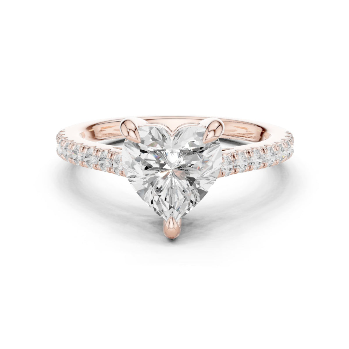 Heart Cut Engagement Ring with Pavé Band