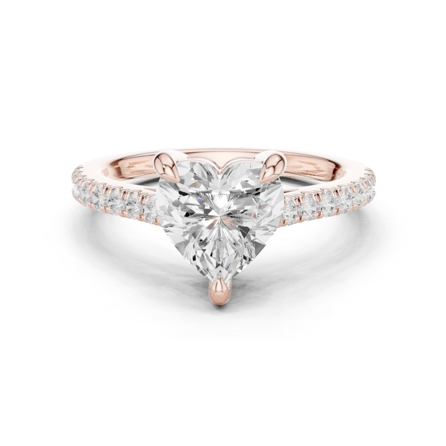 Heart Cut Engagement Ring with Pavé Band