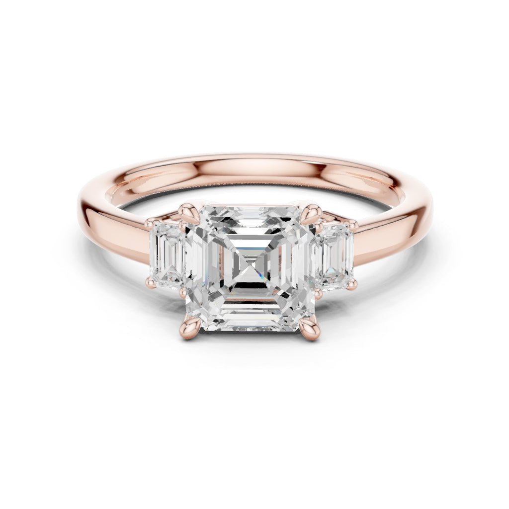 Asscher Cut Three Stone Engagement Ring