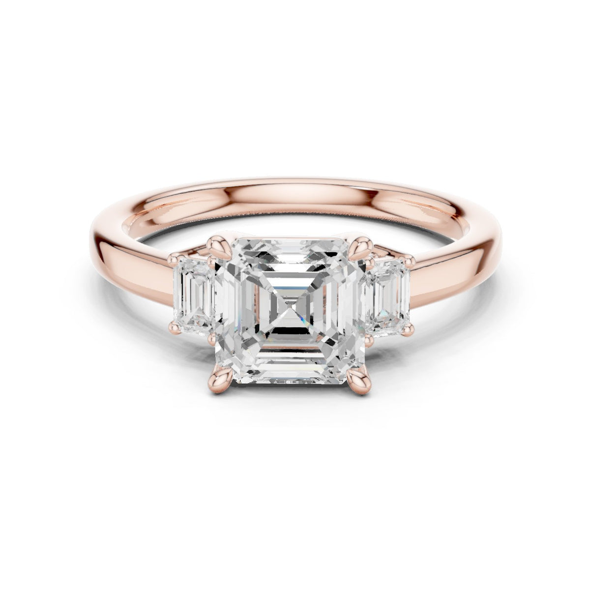 Asscher Cut Three Stone Engagement Ring