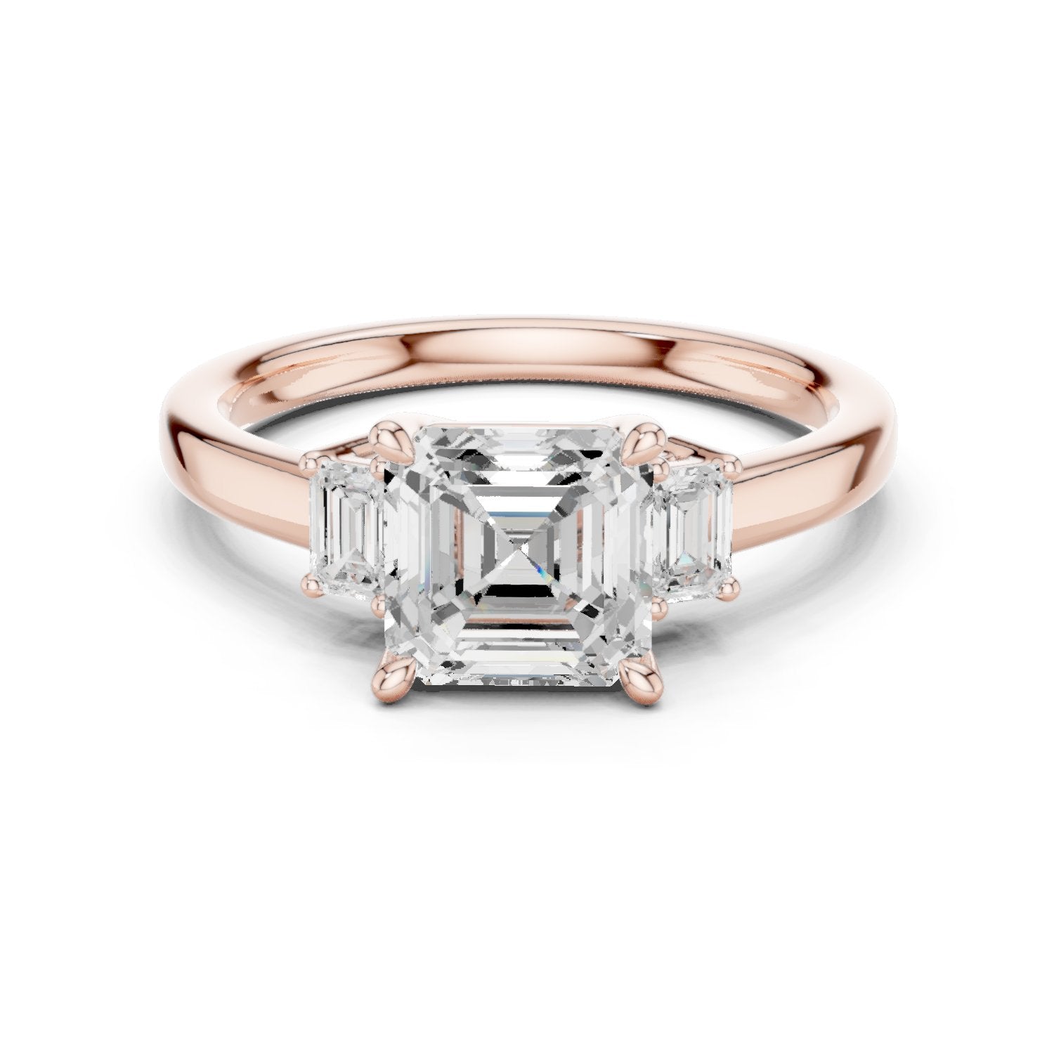 Asscher Cut Three Stone Engagement Ring