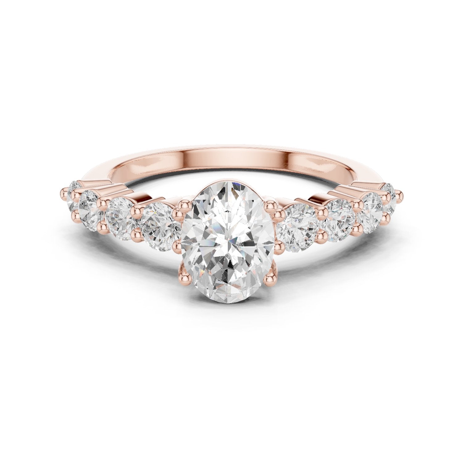 Oval Diamond Engagement Ring with Round Side Accents