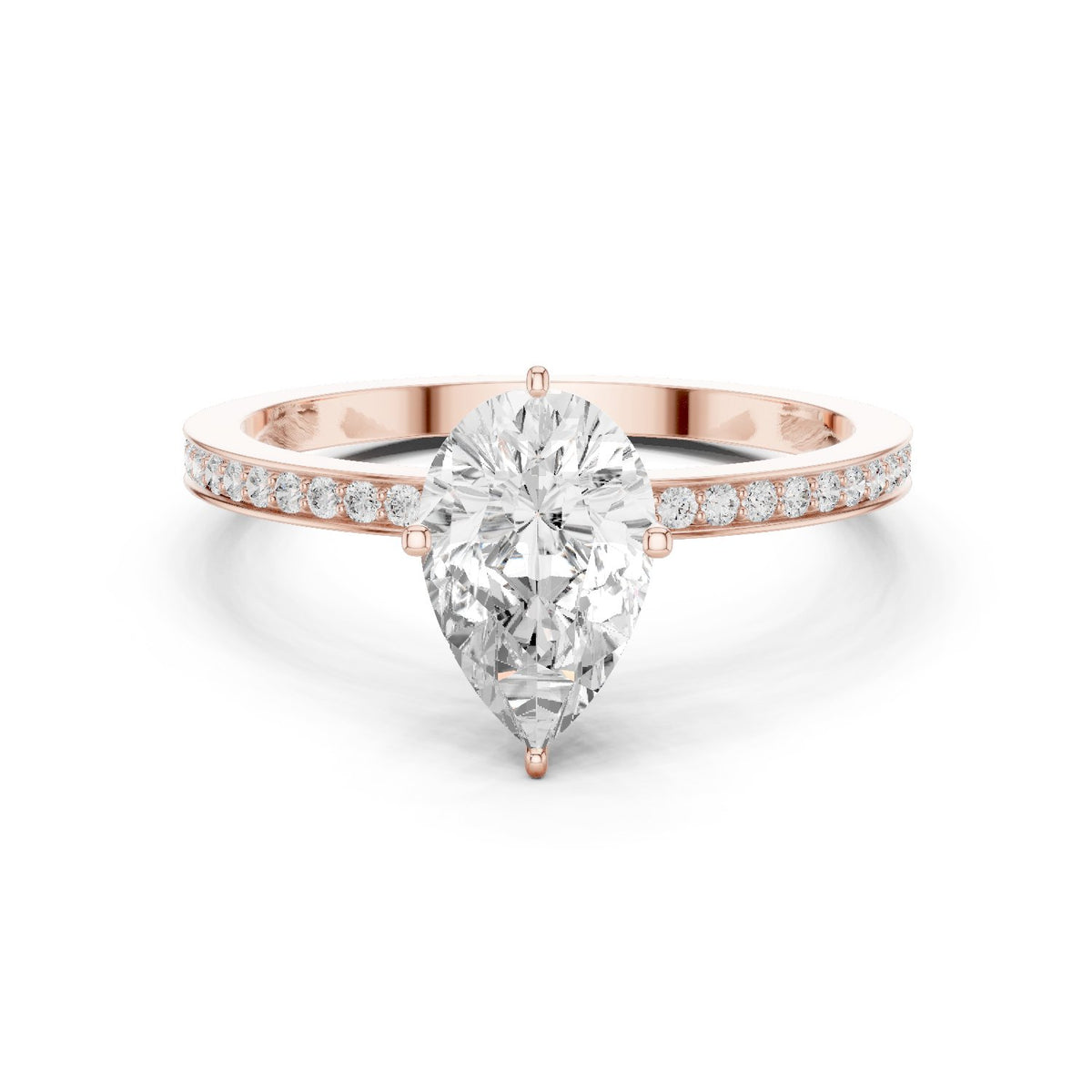 Pear Diamond Engagement Ring with Channel Set Pavé Band