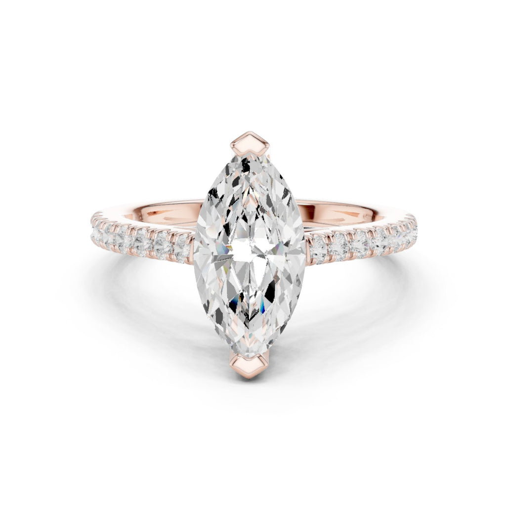 Marquise Cut Engagement Ring with Pavé Band