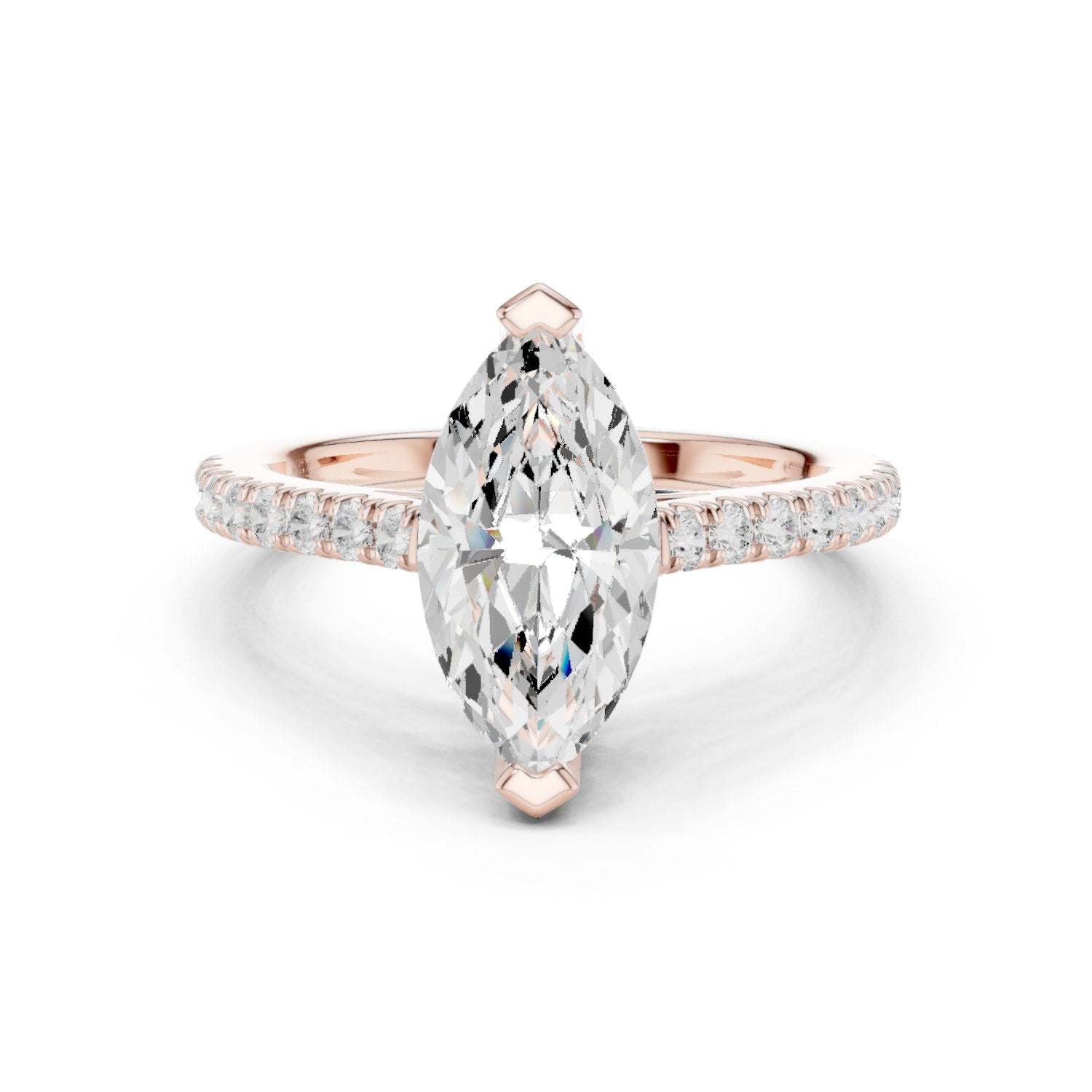 Marquise Cut Engagement Ring with Pavé Band