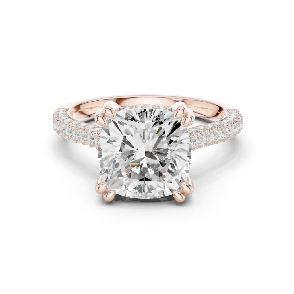 Cushion Cut Engagement Ring with Pavé Wrap Band