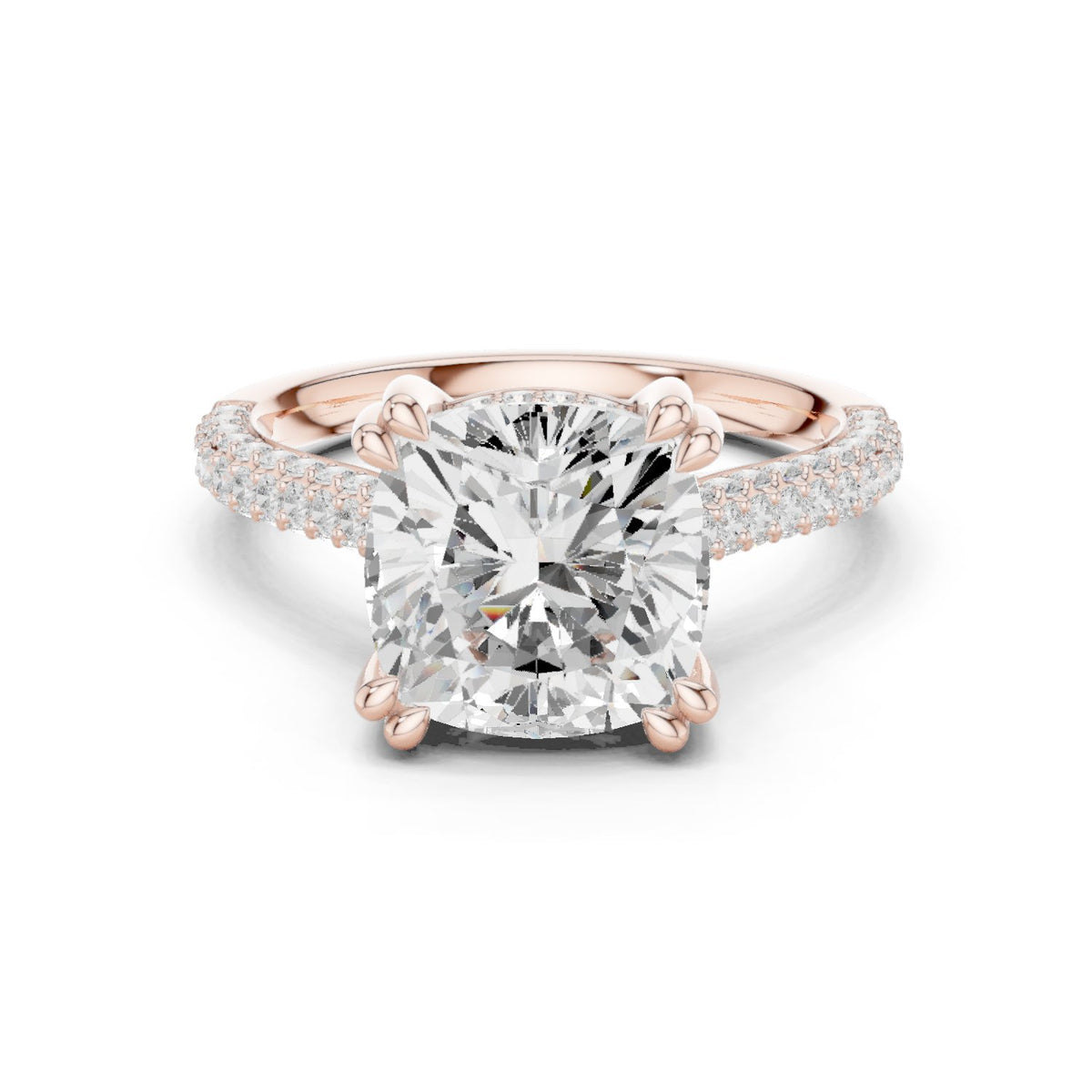 Cushion Cut Engagement Ring with Pavé Wrap Band