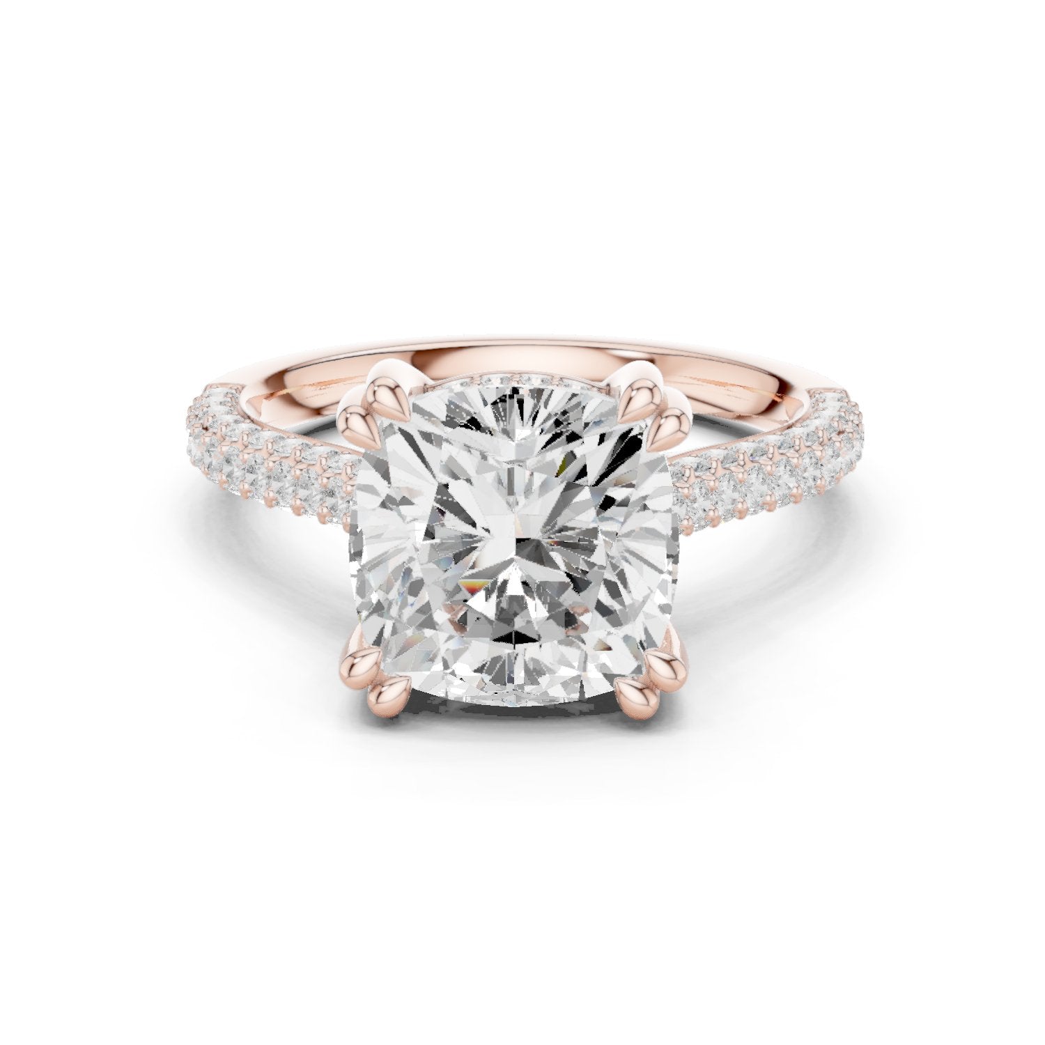 Cushion Cut Engagement Ring with Pavé Wrap Band
