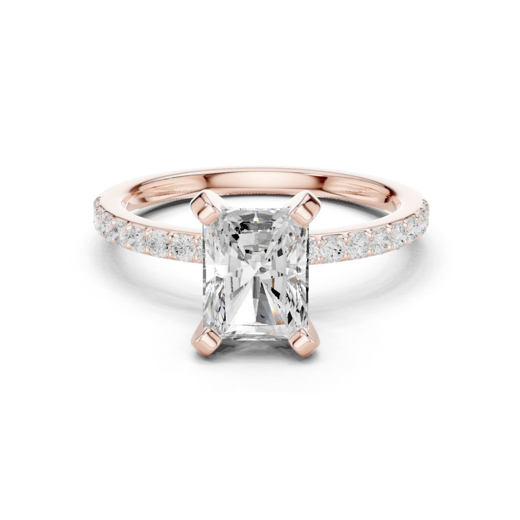 Radiant Cut Engagement Ring with Pavé Band