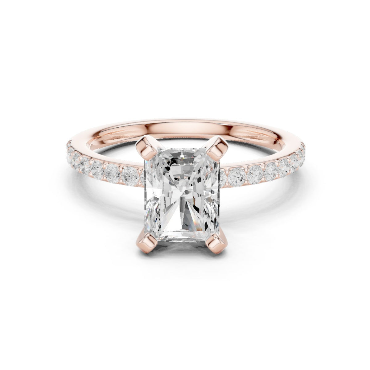 Radiant Cut Engagement Ring with Pavé Band
