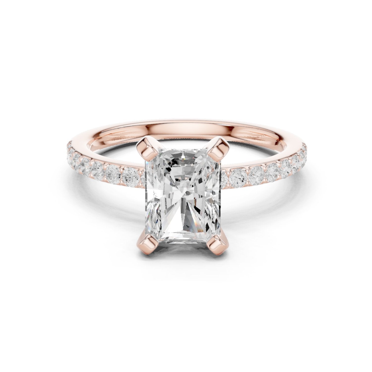 Radiant Cut Engagement Ring with Pavé Band