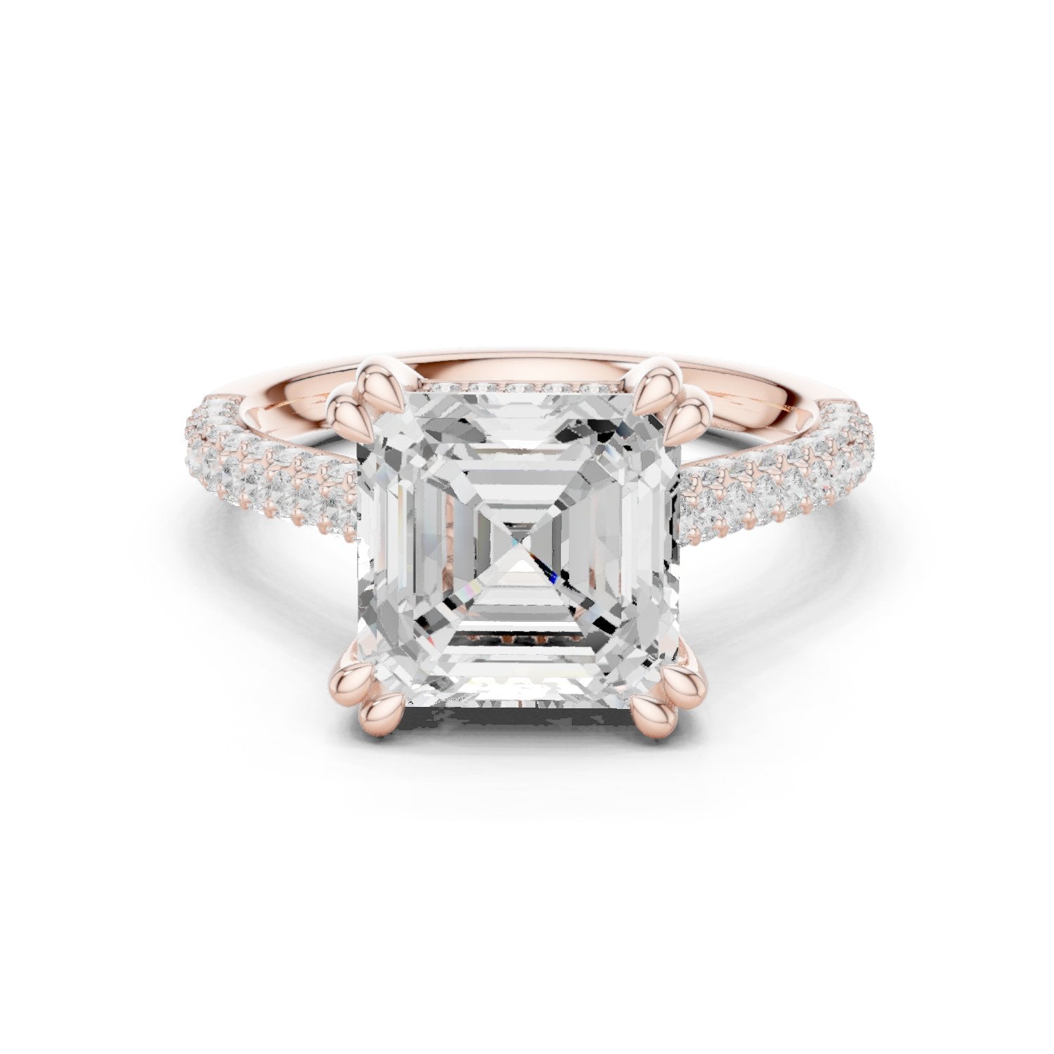 Asscher Cut Engagement Ring with Pavé Wrap Band