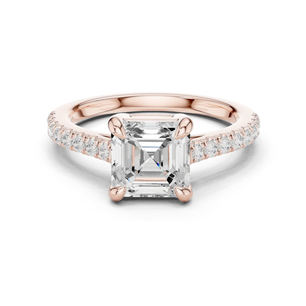 Asscher Cut Engagement Ring with Pavé Band