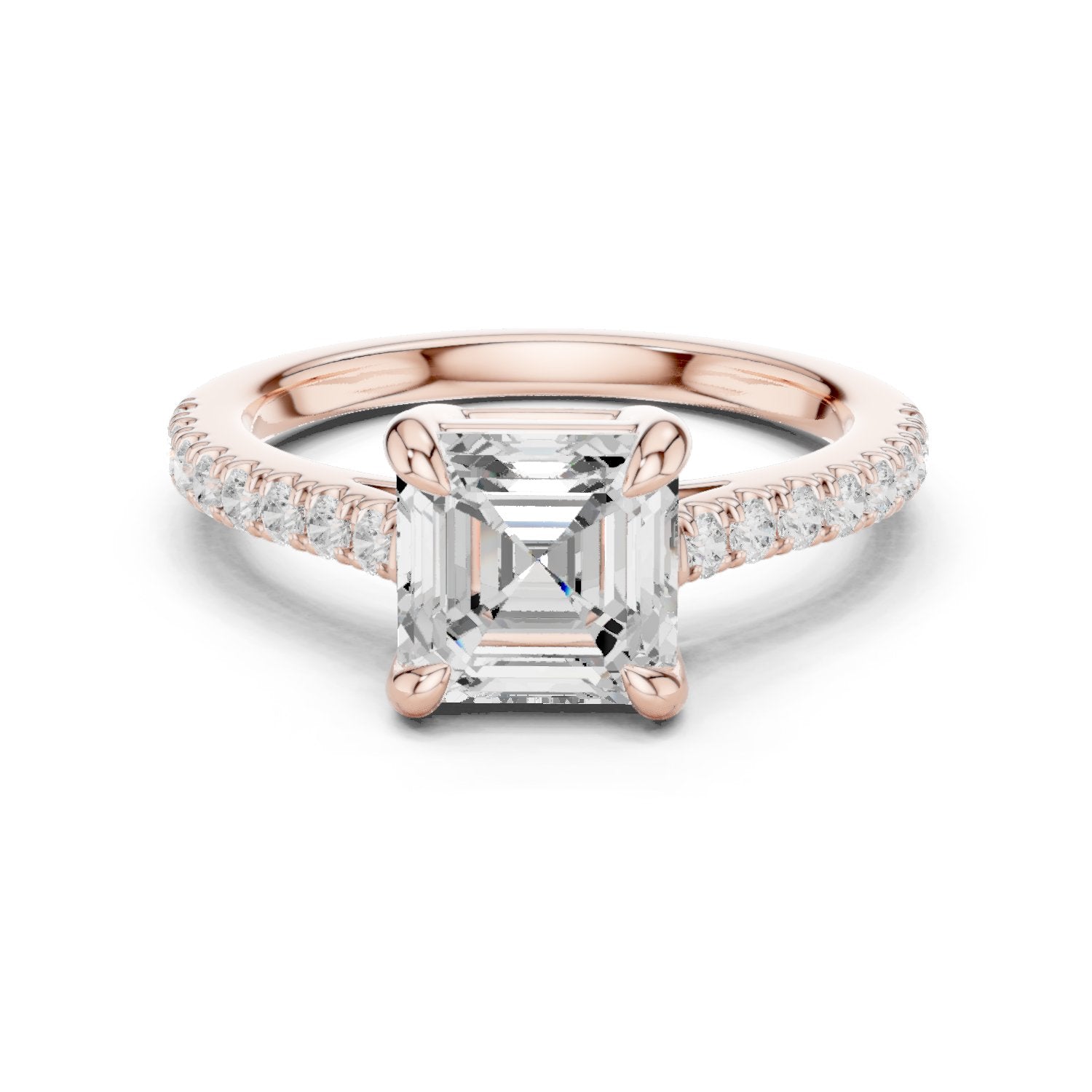 Asscher Cut Engagement Ring with Pavé Band