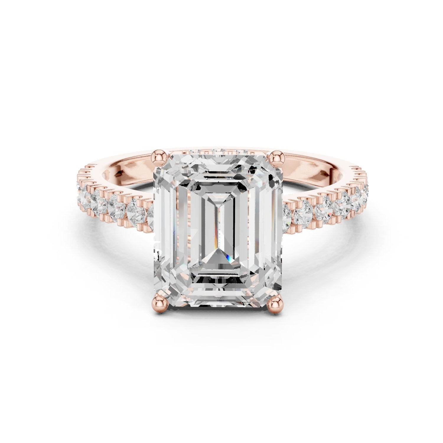Emerald Cut Engagement Ring with Pavé Band