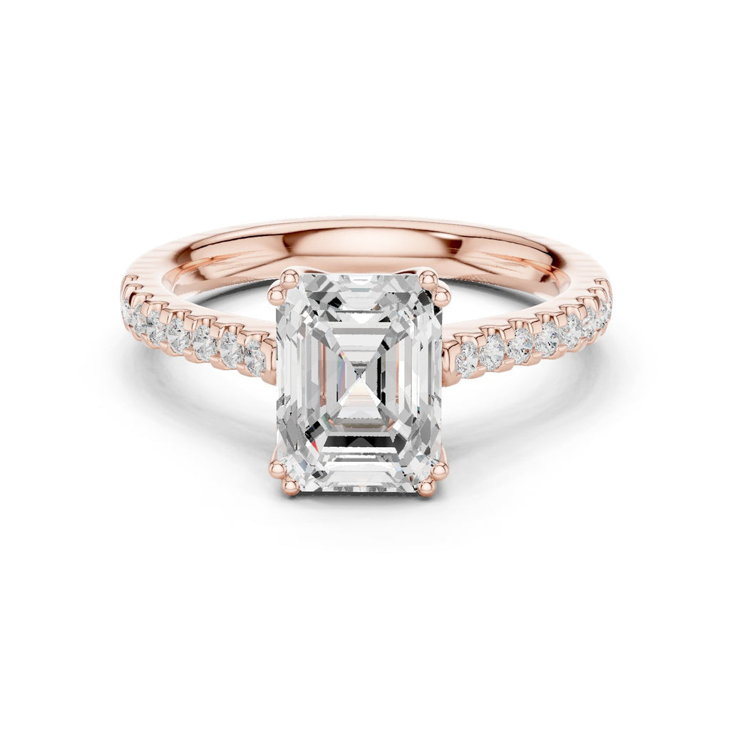 Emerald Cut Diamond Engagement Ring with Pavé Band