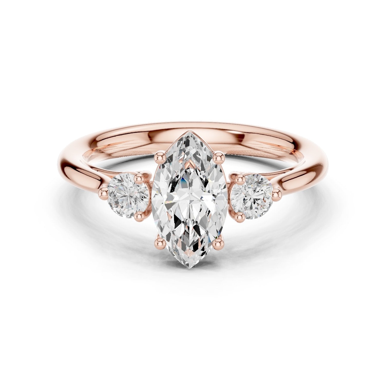 Marquise and Round Three Stone Engagement Ring