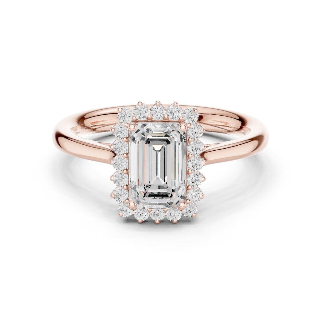 Emerald Cut Halo Engagement Ring